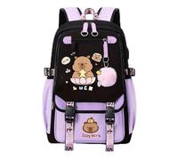 Generico Capybara Backpack Cute Kawaii Backpack Kapibara Laptop Travel Backpacks Funny Going Out Cartoon Bag (Purple A)