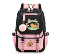 Generico Capybara Backpack Cute Kawaii Backpack Kapibara Laptop Travel Backpacks Funny Going Out Cartoon Bag (Pink E)