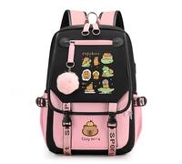 Generico Capybara Backpack Cute Kawaii Backpack Kapibara Laptop Travel Backpacks Funny Going Out Cartoon Bag (Pink B)