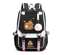 Generico Capybara Backpack Cute Kawaii Backpack Kapibara Laptop Travel Backpacks Funny Going Out Cartoon Bag (White C)