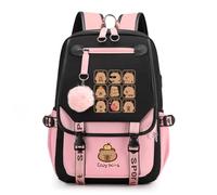 Generico Capybara Backpack Cute Kawaii Backpack Kapibara Laptop Travel Backpacks Funny Going Out Cartoon Bag (Pink D)