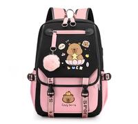 Generico Capybara Backpack Cute Kawaii Backpack Kapibara Laptop Travel Backpacks Funny Going Out Cartoon Bag (Pink A)