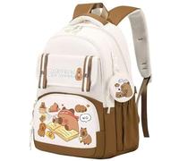 Generico Capybara Backpack, Large Capybara School Backpack Cartoon Style, Double Shoulder Bag, Kawaii Design, Lightweight Water-Repellent for Boys & Girls (Brown)