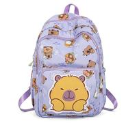 Generico Capybara Backpack Nylon Smile Capibara Bag Kawaii Capivara Cute Kapibara Bag Capy Bara Cappy Barra Daypack Funny Backpack (Purple)