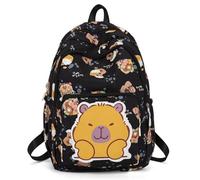 Generico Capybara Backpack Nylon Smile Capibara Bag Kawaii Capivara Cute Kapibara Bag Capy Bara Cappy Barra Daypack Funny Backpack (Black)