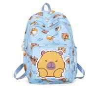 Generico Capybara Backpack Nylon Smile Capibara Bag Kawaii Capivara Cute Kapibara Bag Capy Bara Cappy Barra Daypack Funny Backpack (Blue)