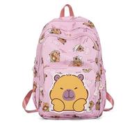Generico Capybara Backpack Nylon Smile Capibara Bag Kawaii Capivara Cute Kapibara Bag Capy Bara Cappy Barra Daypack Funny Backpack (Pink)