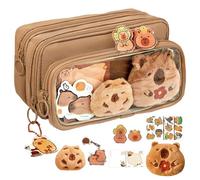Generico Capybara Pencil Case 10 Compartments, Funny Animals Print Pencil Cases, Multi-Layer Cute Animal Prints Pencils Pouch with Wide Opening for Teen Girls and School Stationery Storage