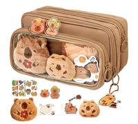 Generico Capybara Pencil Case, Capybara Print Quirky Cute Pencils Pouch, Multi-Layer Large Capacity Organizer, Wide Opening Mouth, 10 Compartments, Durable Travel Stationery Bag for Teen