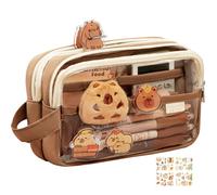 Generico Capybara Pencil Case, Capybara School Supplies Clear Brown Pencil Case, Large Capacity Multi-layers Capybara Pen Case, Cute Capybara Plush Makeup Bag With Stickers