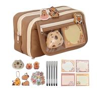 Generico Capybara Pencil Case, Large Capacity Pencil Case, Stationery Storage Cosmetic Bag 3 Compartment Pouch Pen Bag for School Teen Girl Boy Men Women