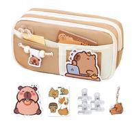Generico Capybara Pencil Case, Large Capacity Pencil Case, Zippered Pen Pouch, Stationery Organizer Set, Cute Stationery Organizer Set with capybara Sticker for Pens Pencils Pins Badge Memo Pad
