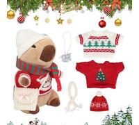 Generico Capybara Plush Toy, Cartoon Animal Doll, Dress Up Accessories Set, Includes 9 Outfits Soft Interactive Design Ideal for Christmas Decor Kids Learning Play, 1 Set