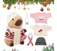 Generico Capybara Plush Toy, Cartoon Animal Doll, Dress Up Accessories Set, Includes 9 Outfits Soft Interactive Design Ideal for Christmas Decor Kids Learning Play, 1 Set