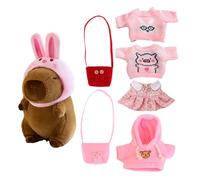 Generico Capybara Plush Toy, Cute Animal, 9.84in Dress Up Stuffed Pillow, Includes Bunny Hat Outfits, 2 Mini Bags for Kids, Adults, Bedroom, Living Room Decor, Collectible Gift