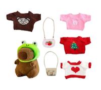 Generico Capybara Plush with Clothes, Dress-Up Stuffed Animal Doll with Sweaters Bags Hat, Cute Plush Toy for Kids, Interactive Educational Play Set Creative Holiday & Birthday Fun