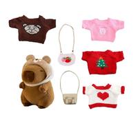Generico Capybara Plush with Clothes, Dress-Up Stuffed Animal Doll with Sweaters Bags Hat, Cute Plush Toy for Kids, Interactive Educational Play Set Creative Holiday & Birthday Fun