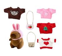 Generico Capybara Plush with Clothes, Dress-Up Stuffed Animal Doll with Sweaters Bags Hat, Cute Plush Toy for Kids, Interactive Educational Play Set Creative Holiday & Birthday Fun