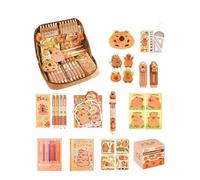 Generico Capybara School Supplies Set,Cute Capybara Pencil Case Set with All Things,Large Cute Capacity Pencil Case with Compartments (14 Pcs Sets A)