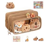 Generico Capybara Stationary Set For Kids,Capybara School Supplies Set, Capybara Pencil Case, Wide Opening Mouth Pencil Pouch Cute Pen Case Capybara Stationery Set for School (Coffee)
