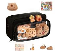 Generico Capybara Stationary Set For Kids,Capybara School Supplies Set, Capybara Pencil Case, Wide Opening Mouth Pencil Pouch Cute Pen Case Capybara Stationery Set for School (Black)