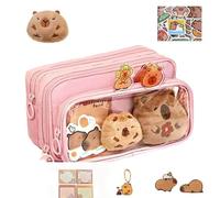 Generico Capybara Stationary Set For Kids,Capybara School Supplies Set, Capybara Pencil Case, Wide Opening Mouth Pencil Pouch Cute Pen Case Capybara Stationery Set for School (Pink)