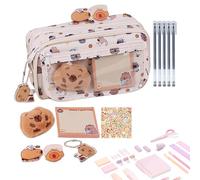 Generico Capybara Stationery, Cute Pencil Case and Fun Stationery Set, Adorable Storage Bag with Sticky Notes and Accessories, Ideal School Supplies for Students, Kids, Christmas Party Favors