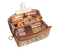 Generico Capybara Stationery Set, Large Capacity Pencil Case, Cute Pen Organizer Bag with Pens, Stickers, Clips, and More, Wide Opening Pencil Pouch for Kids, PVC, Canvas, 210x55x145mm