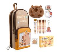Genérico Capybara Stationery Set - Multi-compartment Pen Bag with Cute Capybara Stickers Pens, Adorable Pencil Pouch For Kids Teens | Perfect For Home, Classroom, Office, Birthday, Holiday