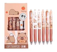 Generico Capybara-Stift - Capybara-Gelstif, Einziehbare Cartoon-Capybara-Tierstifte | Für Kinder 6X,Mitbringsel Für Schulpartys, Schreibwaren, Klassenbelohnungspreise, Gelroller