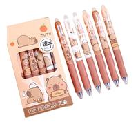 Generico Capybara-Stift - Capybara-Gelstif, Einziehbare Cartoon-Capybara-Tierstifte | Für Kinder 6X,Mitbringsel Für Schulpartys, Schreibwaren, Klassenbelohnungspreise, Gelroller
