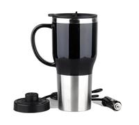 Generico Car 12V Electric Cup - 450ml Stainless Steel Travel Mug | Stainless Steel Heated Coffee Cup - Keeps drinks warm with power indicator ideal for car travel camping or commuting