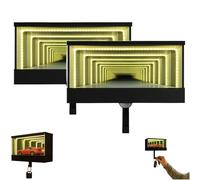 Generico Car Garage Key Holder,Mirror LED Lamp Keychain with Tunnel Effect Light,Wall Mount Organizer Race Car Keys Display with Opening Door for Entrances,Corridors,Front Doors (2)