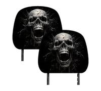 Generico Car Headrest Cover 2 Pieces Scary Skull Head Rest Protector