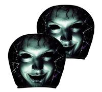 Generico Car Headrest Covers - Polyester Halloween Scary Face 2 Pack | Seat Neck Protectors - Elastic Fabric | Spooky Ghost Pattern | Washable Interior Decor | Sedan SUV Truck RV ATV