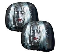 Generico Car Headrest Covers - Scary Face Elastic Polyester 2 Pack | Scary Headrest Covers - Stretch Fabric Auto Interior | Universal Seat Protector | Easy Slip On Decor For Halloween Parties