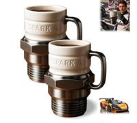 Generico Car Lover Spark Plug Mug, Spark Plug Coffee Mug, Automotive Themed Giftfor Men, Women, and DIY Fans- Suitable for Hot Beverages Like Coffee Or Tea. (2pcs)