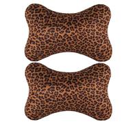 Generico Car Neck Pillow for Driving, 2-Piece Breathable Vehicle Cushion, Leopard Print Support Pad Adjustable Strap, Travel Accessory Ergonomic Comfort, Pillow for Adults Passenger Commuting Ride