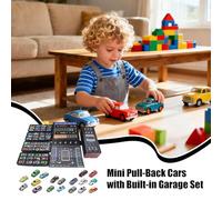 Generico Car Set - 48 Pieces Small Vehicle With Built In Garage - Pull Back Race Die Cast Metal Car Toys For Kids Christmas Birthday Travel Classroom Party Play Activities