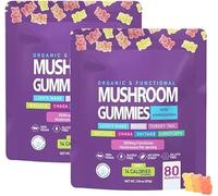 Generico Caramelle Gommose Ai Funghi, Caramelle Gommose KSM 66 Ashwagandha E Criniera di Leone, Forza E Supporto Cognitivo per Uomini E Donne,2pcs