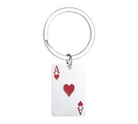 Generico Card Keychain Pendant, Playing Card Charm, Red Spades Design, Small and Lightweight, Resists Scratches, Creative Present Idea, for Men Women Bag Car Birthday Use, 1.18 X 0.79 Inches