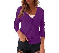 Generico cardigan da donna, Maglia Leggera con Bottoni e Scollo a V, Golfino a Manica Lunga da Abbinare Facilmente