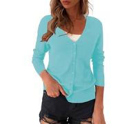 Generico cardigan da donna, Maglia Leggera con Bottoni e Scollo a V, Golfino a Manica Lunga da Abbinare Facilmente