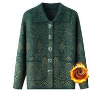 Generico Cardigan da Donna Spesso E Morbido Cardigan da Donna di Mezza età E Anziana Inverno Sciolto Casual da Mamma Maglione Caldo Super Morbido Velluto Top da Nonna Giacca Calda Velluto Verde SCU