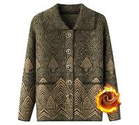 Generico Cardigan da Donna Spesso E Morbido Cardigan da Donna di Mezza età E Anziana Inverno Sciolto Casual da Mamma Maglione Caldo Super Morbido Velluto Top da Nonna Giacca Calda Velluto Verde L