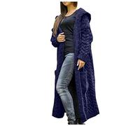Generico Cardigan Donna, Cardigan da Donna con Cappuccio Aperto sul Davanti Maglione Lavorato A Maglia A Treccia Tinta Unita Cappotti Lunghi Grossi