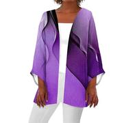 Generico Cardigan Donna Elegante Kimono Aperto Davanti Slim Fit per Le Mezze Stagioni Camicetta da
