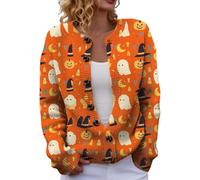 Generico Cardigan Donna Halloween Jersey Maglia Lunga Leggero Confortevole