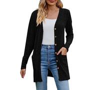 Generico Cardigan Donna Lungo Invernale Lana, Golfino Donna Primavera Cotone Light Wieght Elegante Cardigan Lavorato a Maglia Modello Stampato Bottone Manica Lunga Cappotto Maglione