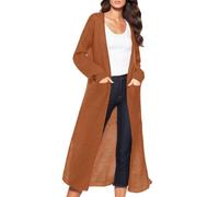 Generico Cardigan Donna Lungo Y2k Outwear Cappotto Maniche a 3/4 Classico Maglia Maglione da Giacche Lunghe Pullover Aperta